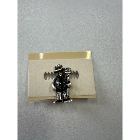 Unbranded Jewelry - New Snowman Silver Tone Winter Christmas Brooch Pin 1”